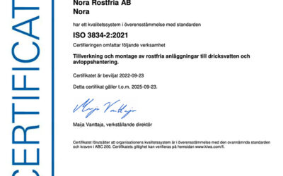 Vi är certifierade med ISO 3834-2:2021